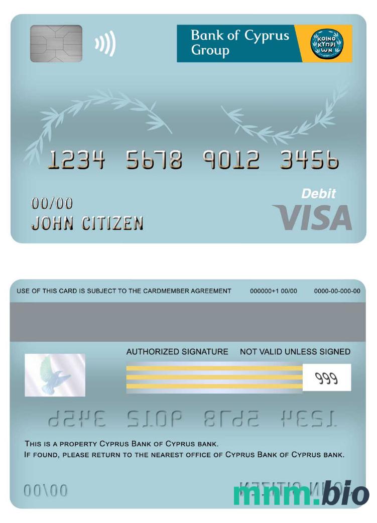 Cyprus Bank of Cyprus visa debet karta przykład w formacie PSD